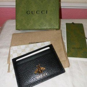 Gucci Black Credit Card Case Bee  New